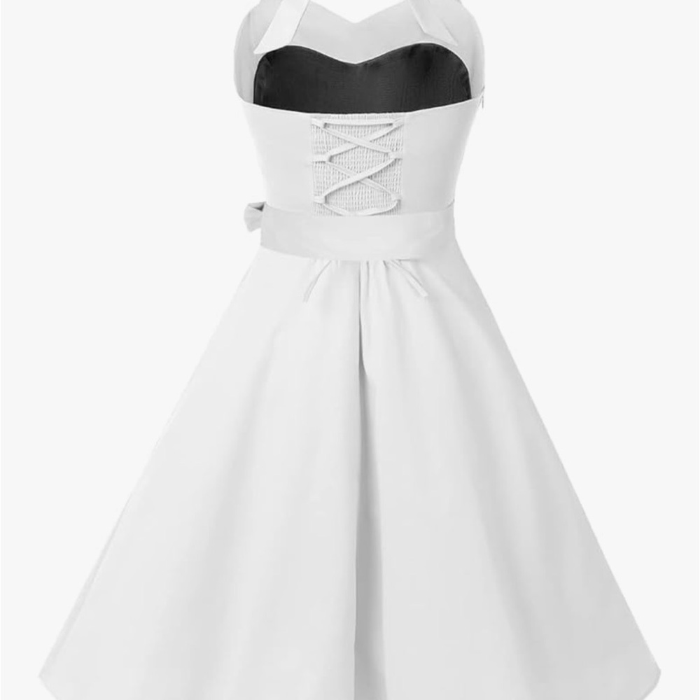 Marilyn style White Halter Bridal dress M/L - Picture 3 of 7